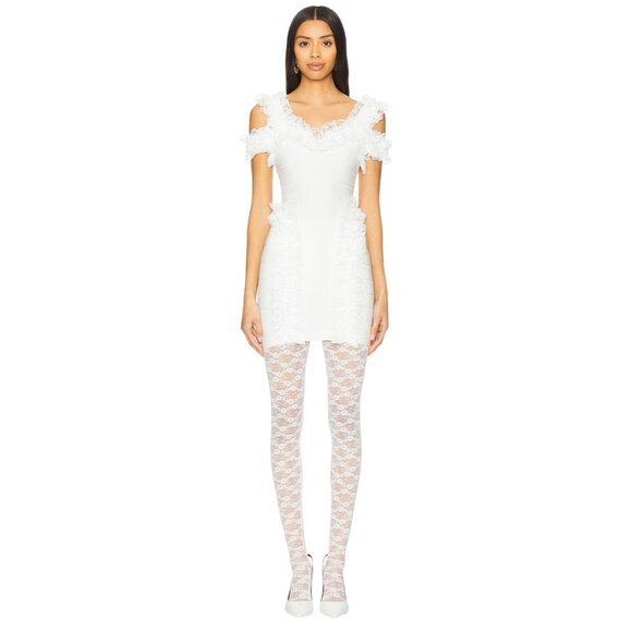 self-portrait x Christopher Kane Lace Tights in White Small New Nylons Pantyhose - Picture 2 of 12